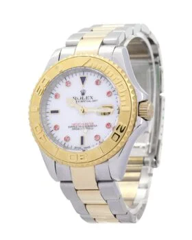 Fake Rolex Yacht-Master Red Diamond and White dial 16623