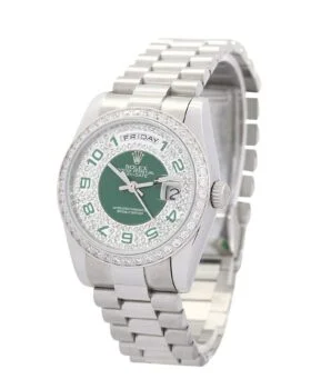 Fake Rolex Day-Date Green and Silver Dial 118346