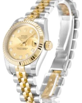 Fake Rolex Datejust Lady Champagne Diamond Dial 179173
