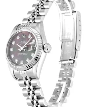 Fake Rolex Datejust Lady Pearl Black-Diamond Dial 79174