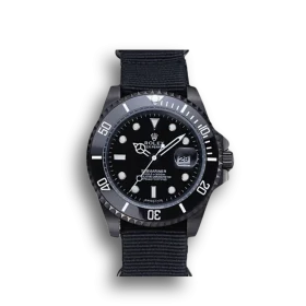 Super Clone Rolex Submariner Pro-Hunter Black Fabric Strap Black Dial