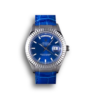 Super Clone Rolex Day-Date Oyster Collection Blue Leather Band 621490