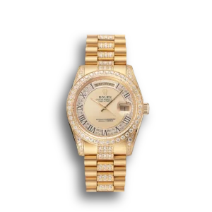 Super Clone Rolex Day-Date Diamond Pave Gold Dial Gold Diamond Bracelet 1453954