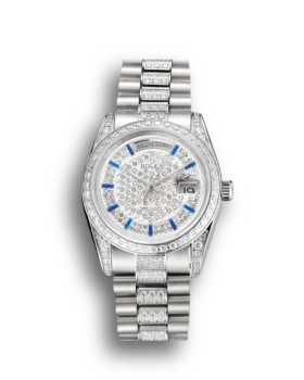 Replica Rolex Day-Date Diamond Pave Dial And Bezel And Stainless Steel Bracelet