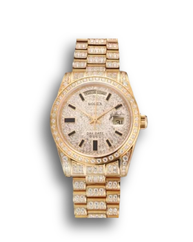 Replica Rolex Day-Date Yellow Gold Full Diamond Pave