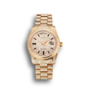 Super Clone Rolex Day-Date Yellow Gold Full Diamond Pave