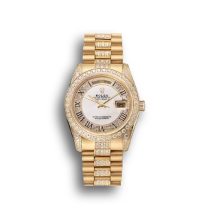 Super Clone Rolex Day-Date Diamond Pave White Dial Gold Diamond Bracelet 1453958