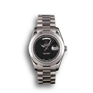 Super Clone Rolex Day-Date Stainless Steel Bracelet Black Dial 80294