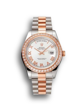 Replica Rolex Day-Date Diamonds Bezel White Dial Rose Gold And Staineless Steel Bracelet 1454108