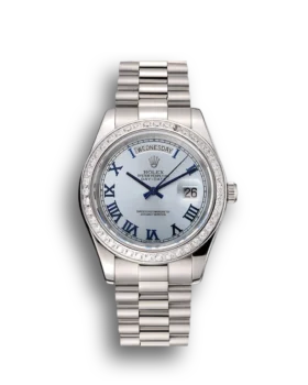 Replica Rolex Day-Date Ice Blue Dial Diamond Case Stainless Steel Bracelet 1453962