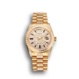 Super Clone Rolex Day-Date Yellow Gold Diamond Pave