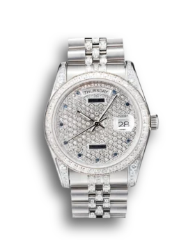 Replica Rolex DayDate Diamond Plated Stainless Steel Bracelet Diamond Plated Dial 41985
