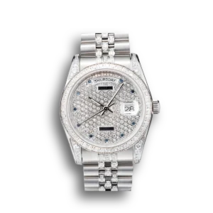 Rolex DayDate Diamond Plated Stainless Steel Bracelet Diamond Plated Dial 41985