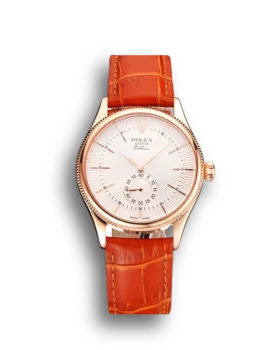 Super Clone Rolex Cellini White Dial Rose Gold Case Light Brown Leather Strap