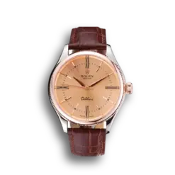 Rolex Cellini Gold Dial And Bezel Stainless Steel Case Brown Leather Strap 622840