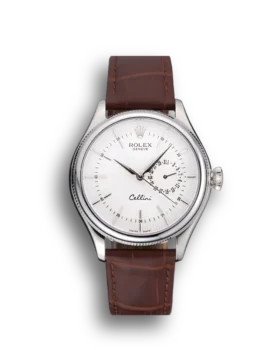 Rolex Cellini White Dial Stainless Steel Case Brown Leather Bracelet 622723