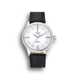 Super Clone Rolex Cellini Time Silver Case White Dial Black Leather Bracelet  622653