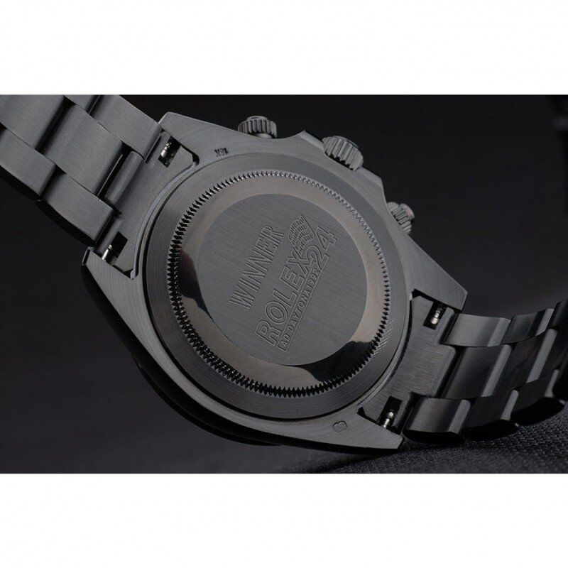 SuperClone Rolex Daytona Black Ion Plated Tachymeter Black Stainless Steel Strap Green Dial 80246