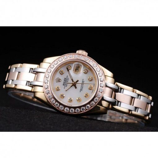 18k rose- gold plated stainless steel crystal-studded bezel