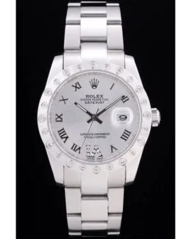 Fake Rolex Datejust Diamond Bezel Silver Dial 7468