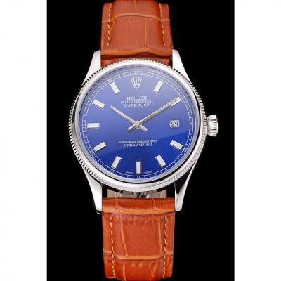 rolex datejust blue leather strap