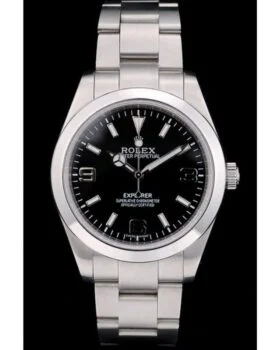 Fake Rolex Explorer Stainless Steel Bezel Black Dial 42002