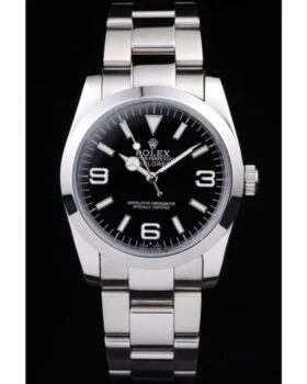 Fake Rolex Explorer Polished Stainless Steel Black Dial 98087