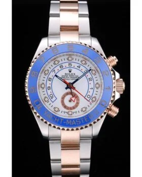 Fake Rolex Yacht-Master Blue Ceramic Bezel White Dial Watch