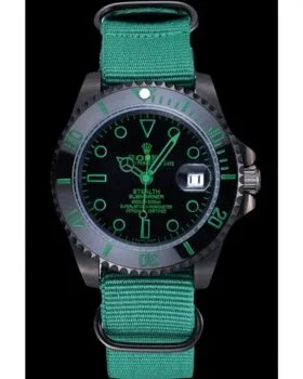 Fake Rolex Stealth Submariner Green Nylon Strap 622009
