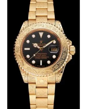 Fake Rolex Submariner Skull Limited Edition Black Dial Gold Case And Bracelet 1454071