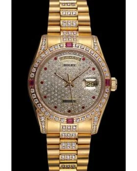 Fake Rolex Day-Date Diamonds Yellow Gold-SRL184 621614