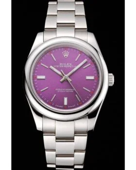 Fake Rolex Oyster Perpetual Red Grape Dial Stainless Steel Case And Bracelet