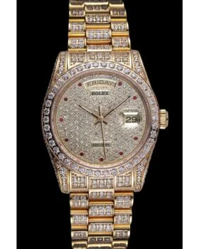 Fake Rolex Day-Date Diamonds Yellow Gold-SRL185 621615
