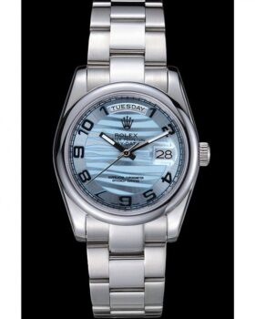 Fake Rolex Day-Date Polished Silver Bezel White Dial 7470