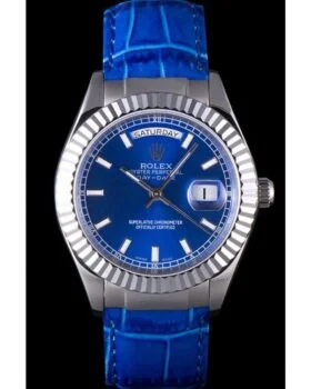Fake Rolex Day-Date Oyster Collection Blue Leather Band 621490
