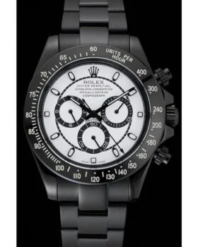 Fake Rolex Cosmograph Daytona White And Black Dial Black Stainless Steel Case And Bracelet 1454249