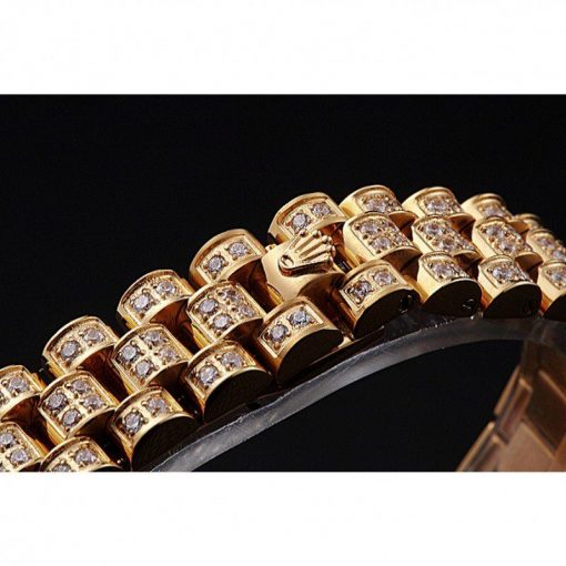 Diamond encrusted 18k yellow gold plated bezel