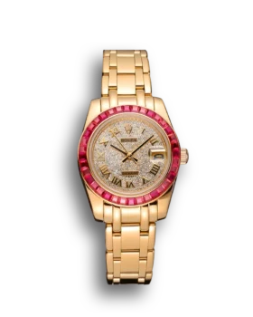 Replica Rolex Datejust Diamond Dial Pink Jewels Bezel Gold Case And Bracelet 622835