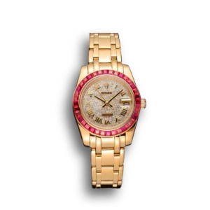 Rolex Datejust Diamond Dial Pink Jewels Bezel Gold Case And Bracelet 622835