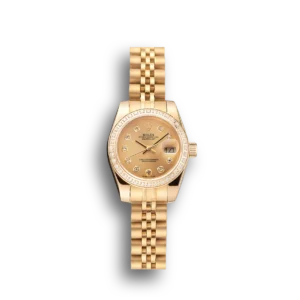 Super Clone Rolex Lady-Datejust Champagne Dial Diamond Bezel Gold Jubilee Bracelet 1454096