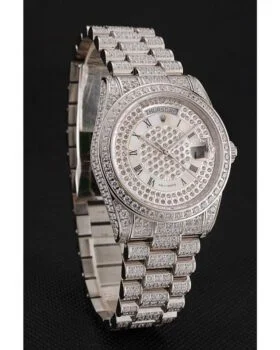 Fake Rolex Day-Date Diamond Pave Dial Diamond Case Diamond Bracelet 1453950