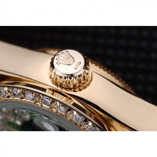 18k yellow gold plated stainless steel crystal-studded bezel