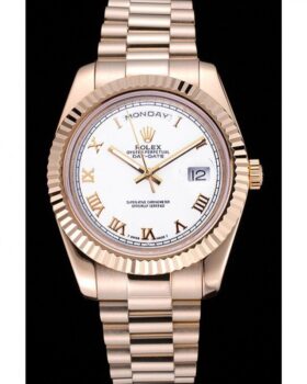 Fake Rolex Day-Date White Dial Gold Bracelet 622546