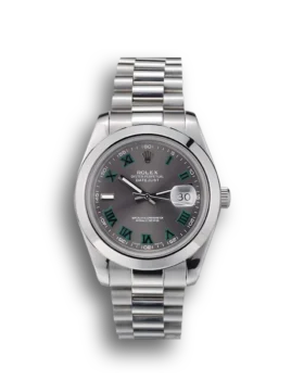 Replica Rolex DateJust Polished Stainless Steel Bezel Grey Dial 42000