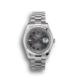 Super Clone Rolex DateJust Polished Stainless Steel Bezel Grey Dial 42000