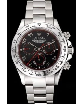 Fake Rolex Daytona Stainless Steel Bracelet Black Dial 80296