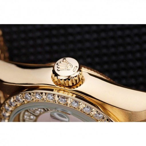 18k yellow gold plated stainless steel crystal-studded bezel