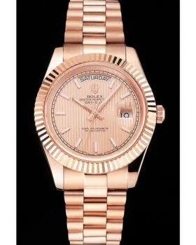 Fake Rolex Day-Date 40 Rose Gold Etched Dial Rose Gold Case And Bracelet