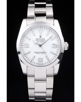 Fake Rolex Explorer Polished Stainless Steel White Dial 98086