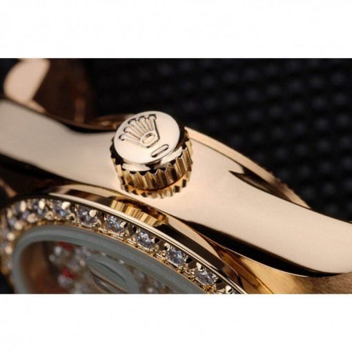 18k yellow gold plated stainless steel crystal-studded bezel